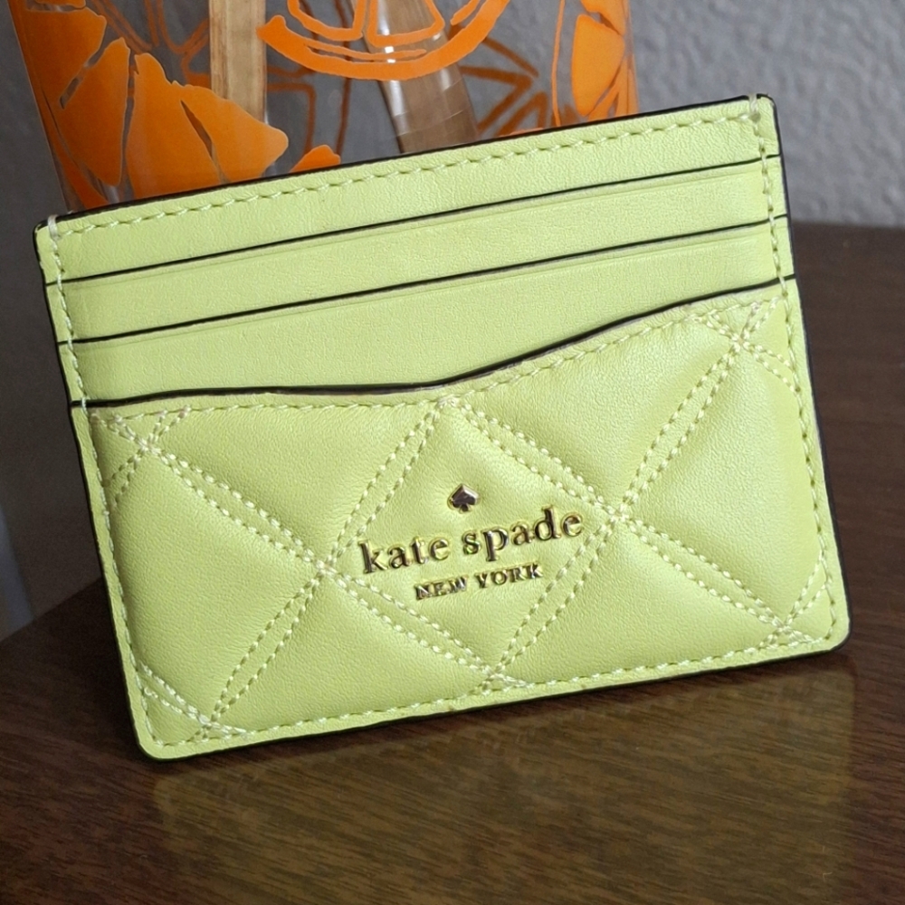 Kate Spade Yellow Quilted Card Holder